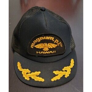 Magnum PI  Vintage 80s 1980 Tom Selleck Hawaii Trucker Snapback Hat Cap Black